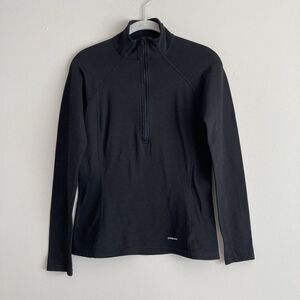 Patagonia Womens Capilene Base Layer 1/4 Zip Stretch Pullover Shirt Black Size M